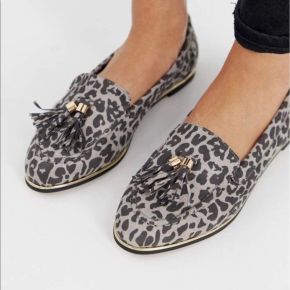 ASOS Shoes - ASOS Animal Print Pointy Tasseled Loafers Mules 7